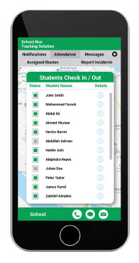 Smart School Bus System App Status Screen