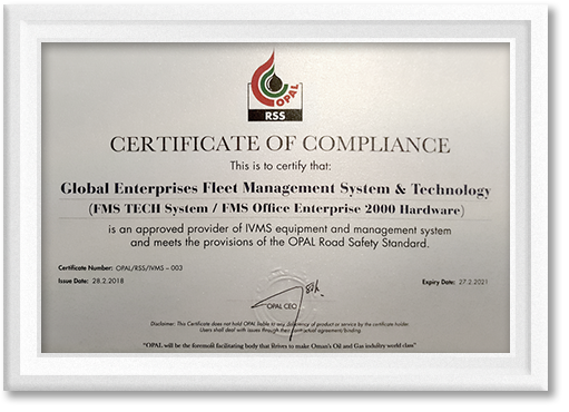 Certificate of Compliance - OPAL - Fleet Management Oman