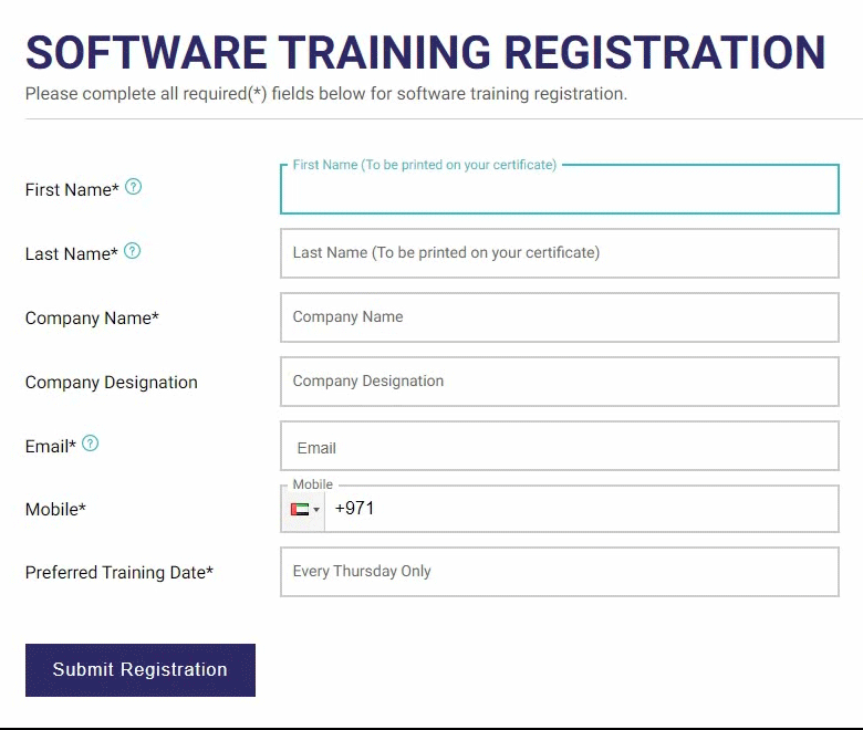 FMS Smart Mobility Software Training Registration Step 2