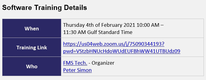 FMS Smart Mobility Software Training Registration Step 3